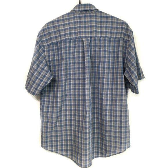 Van Heusen Men's Blue Short Sleeve Plaid Shirt Size Medium - Picture 2 of 8